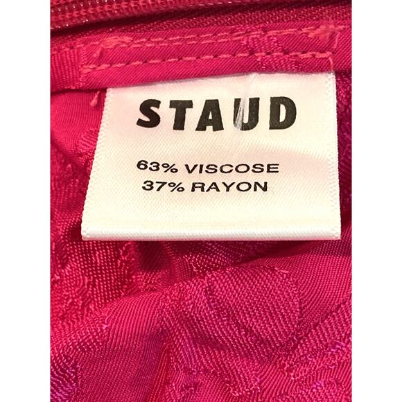 Staud Bloom Top V-Neck Ruched Drawstring Crop Top Size Large in Peony Pink NWT - Picture 6 of 7